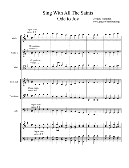 Free Sheet Music Ode To Joy Hymn Concertanto Sing With All The Saints