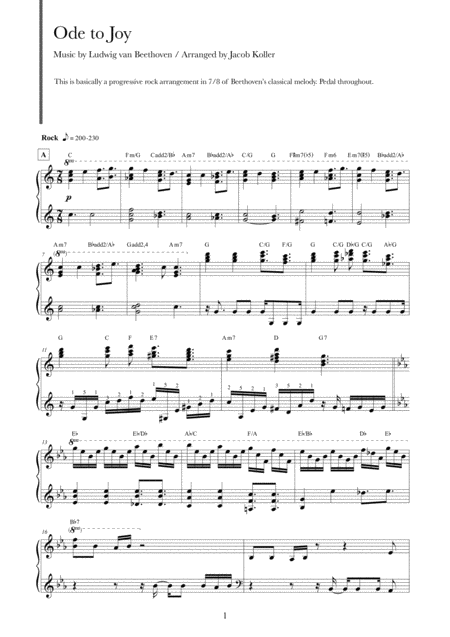 Ode To Joy Jazz Rock Arrangement Sheet Music