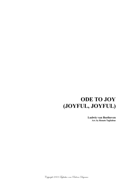 Ode To Joy Joyful Joyful Beethoven Arr For Piano Organ Sheet Music