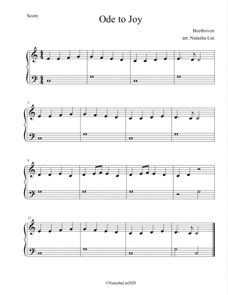 Free Sheet Music Ode To Joy Simplified Both Hands