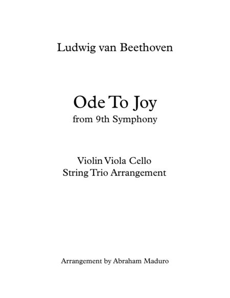 Free Sheet Music Ode To Joy Violin Viola And Cello Trio