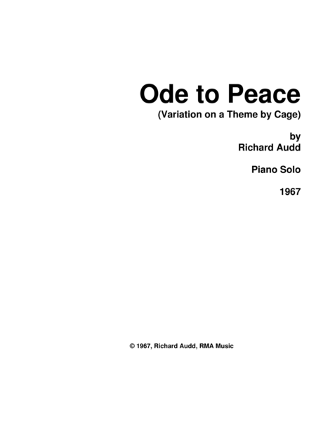 Free Sheet Music Ode To Peace