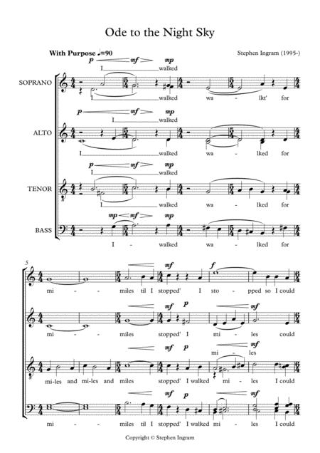 Free Sheet Music Ode To The Night Sky