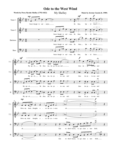 Free Sheet Music Ode To The West Wind My Shelley