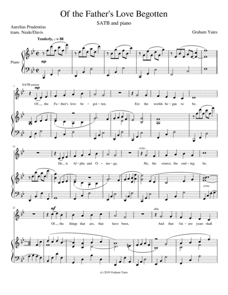 Free Sheet Music Of The Fathers Love Begotten Corde Natus