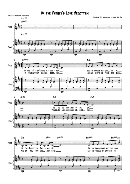 Free Sheet Music Of The Fathers Love Begotten Piano Vocal