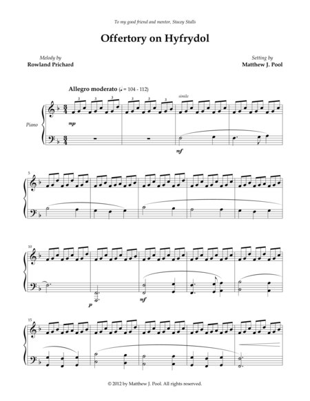 Offertory On Hyfrydol Sheet Music