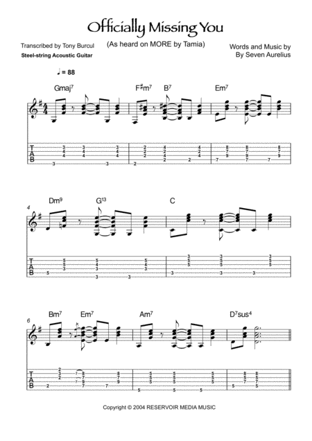 Officially Missing You Sheet Music