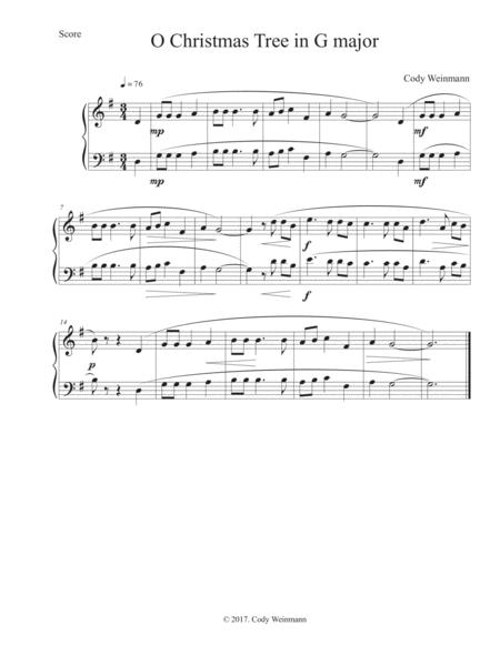 Free Sheet Music Oh Christmas Tree For Easy Piano G Major