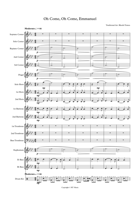 Oh Come O Come Emmanuel Brass Band Arrangement Rock Ballad 6 8 Style Sheet Music