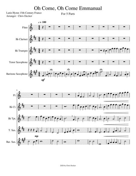 Free Sheet Music Oh Come Oh Come Emmanuel Small Ensemble