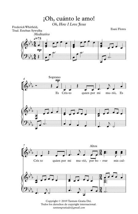 Free Sheet Music Oh Cuanto Le Amo Oh How I Love Jesus