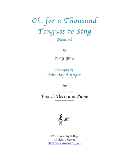 Oh For A Thousand Tongues To Sing Horn And Piano Sheet Music