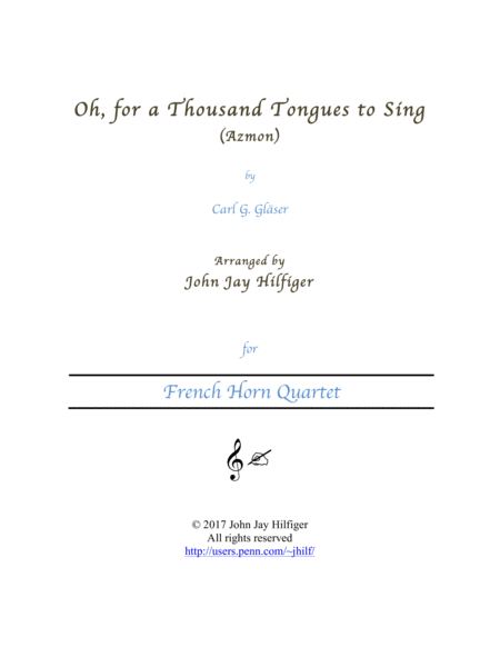 Oh For A Thousand Tongues To Sing Horn Quartet Sheet Music