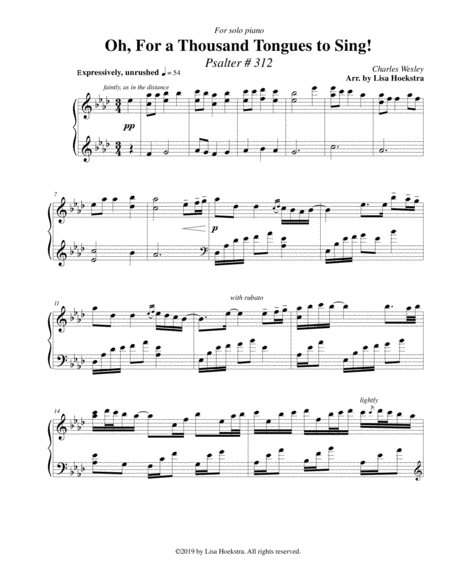 Free Sheet Music Oh For A Thousand Tongues To Sing Psalter 312