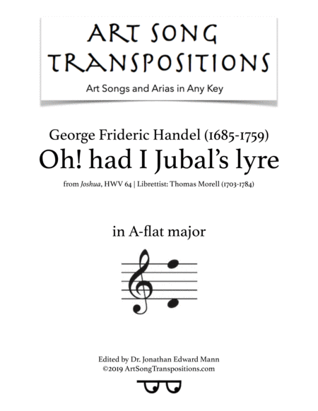 Oh Had I Jubals Lyre Transposed To A Flat Major Sheet Music