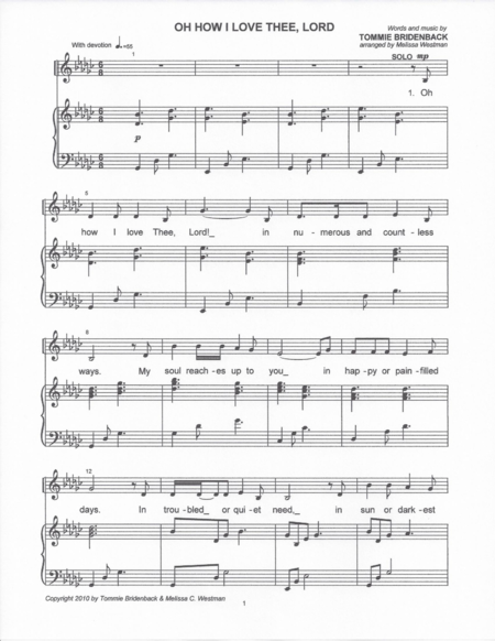 Free Sheet Music Oh How I Love Thee Lord