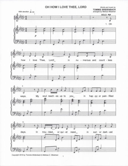 Oh How I Love Thee Lord Sheet Music