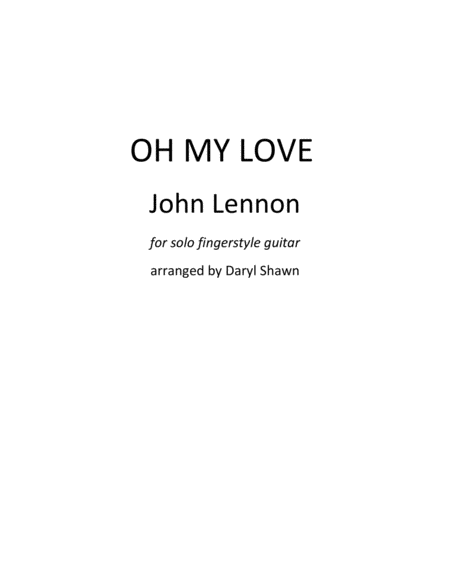 Free Sheet Music Oh My Love John Lennon For Solo Fingerstyle Guitar