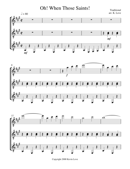 Free Sheet Music Oh When Those Saints Guitar Trio Score And Parts