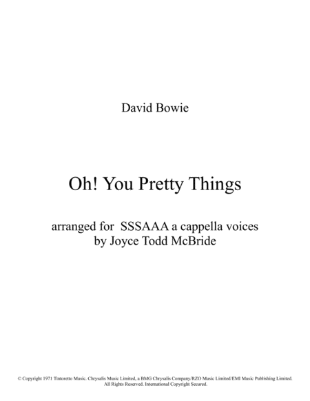 Oh You Pretty Things Sheet Music