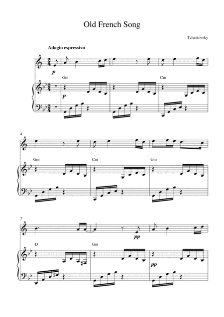 Old French Song Modern Version For Soprano Saxophone And Piano Sheet Music