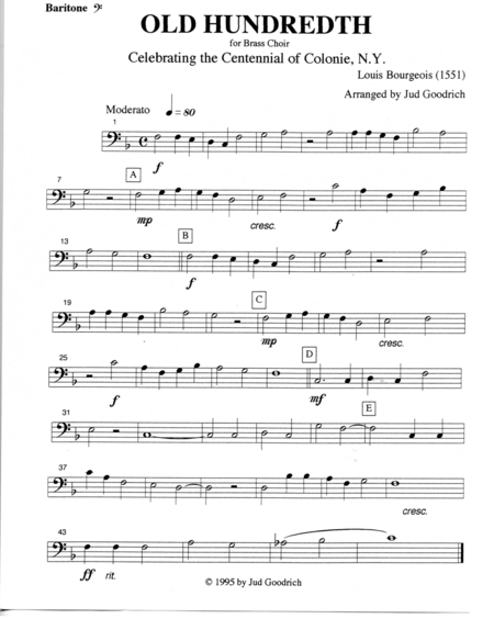 Free Sheet Music Old Hundredth For Brass Choir