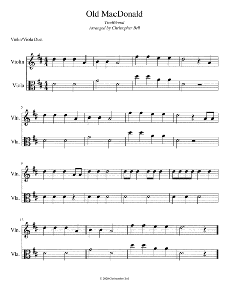 Old Macdonald Violin Viola Duet Level 1 Sheet Music