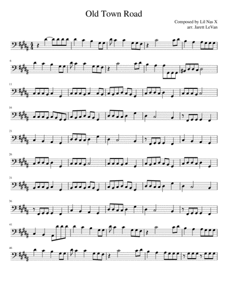 Old Town Road Cello Solo Sheet Music