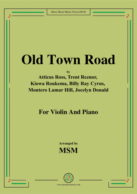 Old Town Road For Violin And Piano Sheet Music