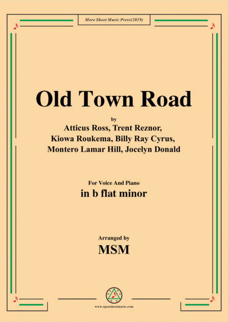 Free Sheet Music Old Town Road In B Flat Minor For Voice And Piano