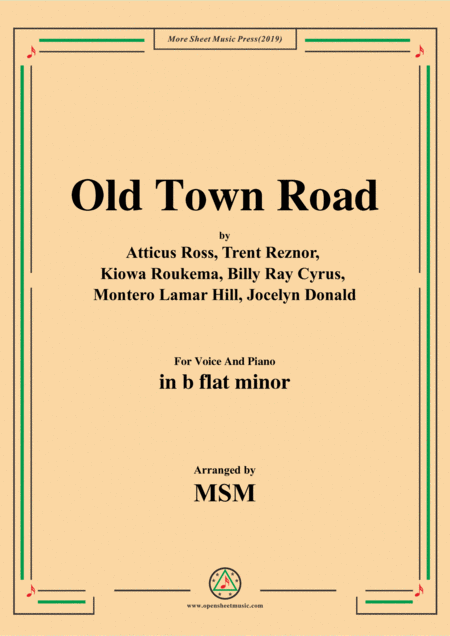 Old Town Road In B Flat Minor For Voice And Piano Sheet Music