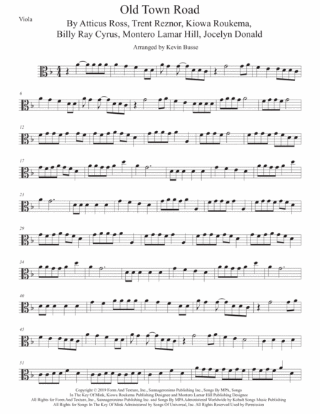 Free Sheet Music Old Town Road Viola