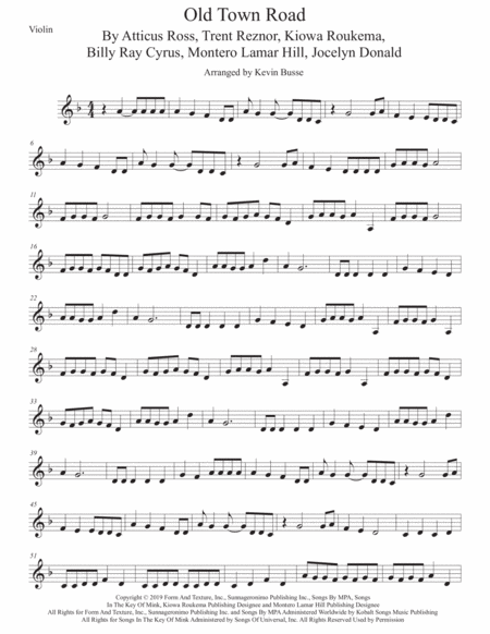 Old Town Road Violin Sheet Music