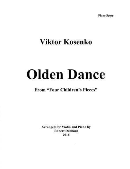 Free Sheet Music Olden Dance By Viktor Kosenko From Four Childrens Pieces