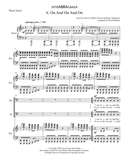 Free Sheet Music On And On And On
