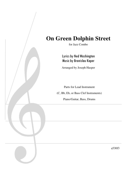 On Green Dolphin Street Basic Jazz Combo Sheet Music