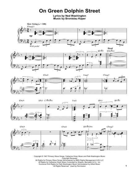 On Green Dolphin Street Sheet Music