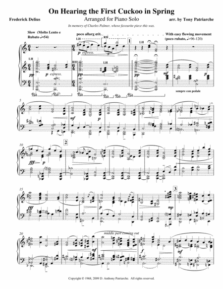 Free Sheet Music On Hearing The First Cuckoo In Spring Piano