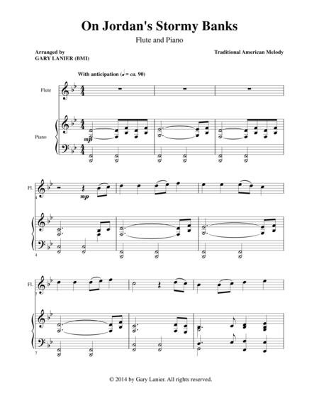 Free Sheet Music On Jordans Stormy Banks Flute Piano And Flt Prt