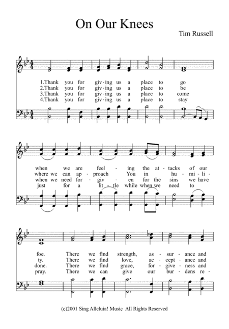 Free Sheet Music On Our Knees