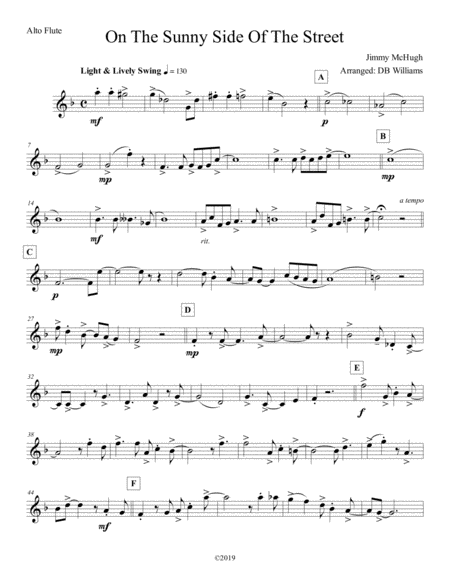 On The Sunny Side Of The Street Alto Flute Sheet Music