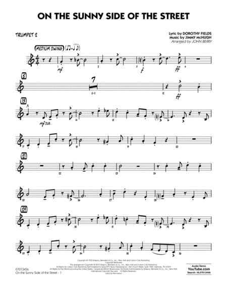 On The Sunny Side Of The Street Arr John Berry Trumpet 2 Sheet Music