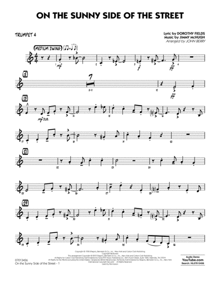 On The Sunny Side Of The Street Arr John Berry Trumpet 4 Sheet Music