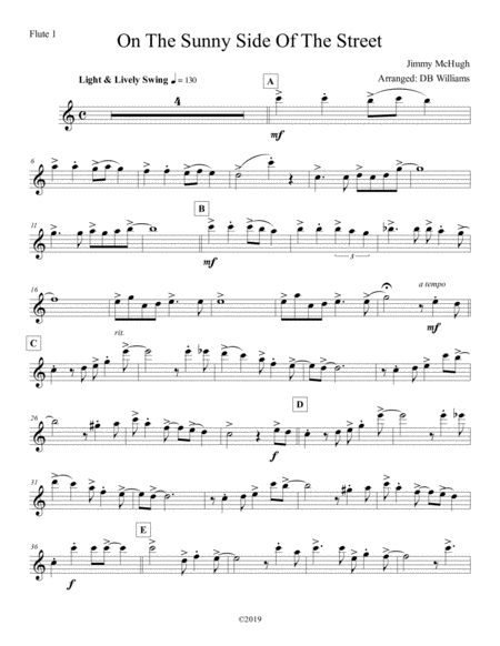 On The Sunny Side Of The Street Flute 1 Sheet Music