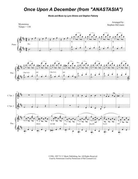 Free Sheet Music Once Upon A December Duet For C Trumpet