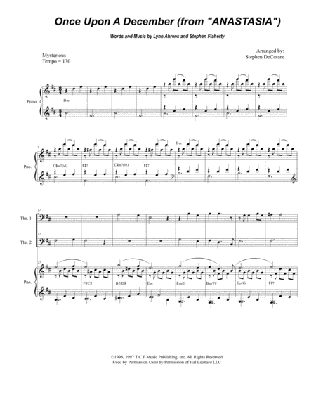 Free Sheet Music Once Upon A December Trombone Duet