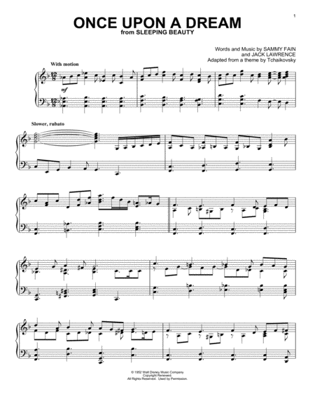 Free Sheet Music Once Upon A Dream From Sleeping Beauty