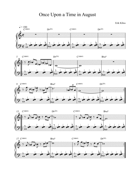 Free Sheet Music Once Upon A Time In August A Jazz Piano Solo