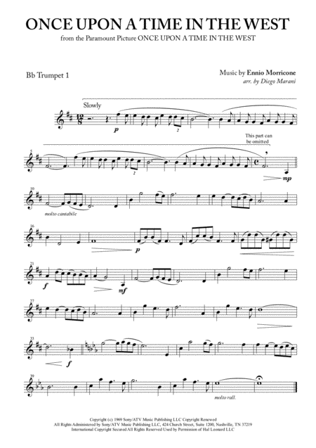 Once Upon A Time In The West For Brass Quartet Sheet Music